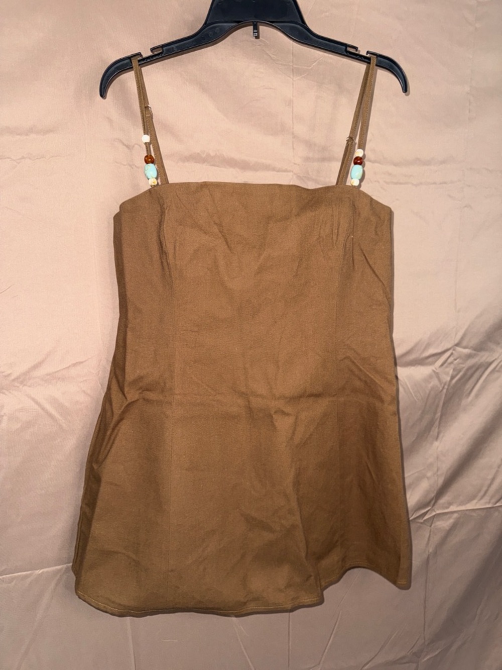 PrettyLittleThing Brown Dress with Beaded Straps
